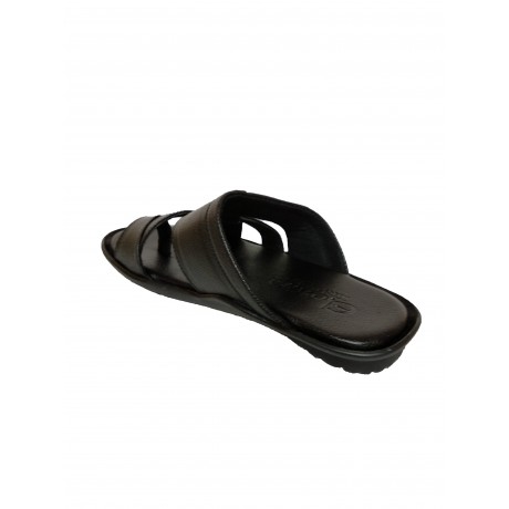 Elentra Leather Black chappals for Men