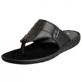 Hush Puppies Black Leather Slippers Men