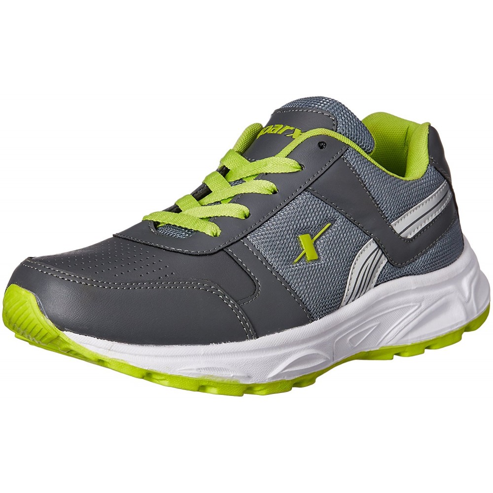 Sparx Men's Dark Grey and Fluorescent Green Running Shoes