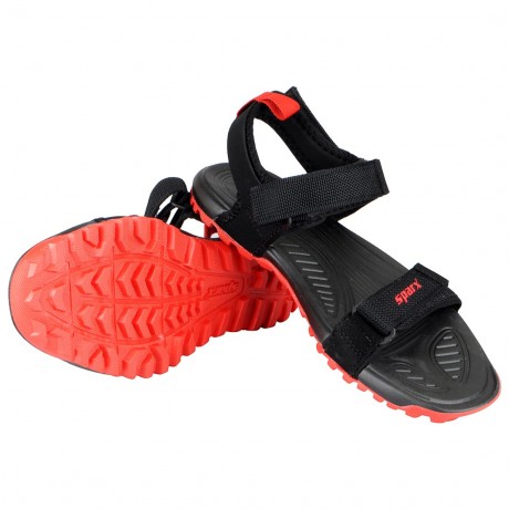 Sparx Black Red Outdoor Sandals For Men