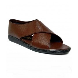 Eagle Ethnic Leather Sandal for Men Brown